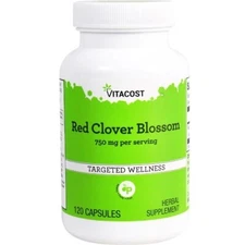 Vitacost Red Clover Blossom  750 mg per serving  120 Capsules Exp 11/2026