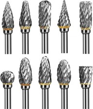 10PCS Rotary Burrs Tungsten Carbide Metal Steel Burr Drill Bits for Dremel Tool