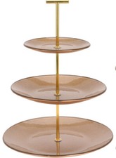 3 Tier Cake Stand Vintage Style Glass Silver Gold Wedding Cupcake Food Biscuit