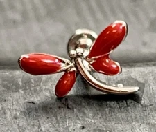 1pc Red Dragonfly 16g Internally Threaded Labret Stud Ear Cartilage Helix Ring