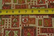 By 1/2 Yd, 36" Wide, Vintage, 1940 s-60 s,Red Green Brown on Cream Cotton,M2188