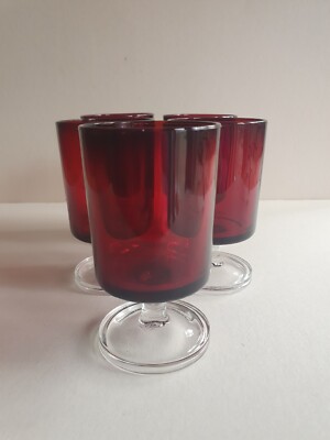 5 x Vintage Cristal D'arques Red Luminarc Cavalier Wein Wasser Saft Gläser 120m