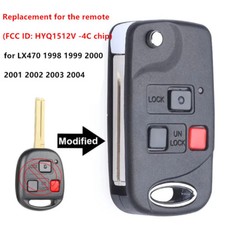 For Lexus Lx470 1998-2004 Upgraded Flip Keyless Remote Key Fob Hyq1512v 4c Chip For Lexus Lx470 1998-2004 Upgraded Flip Keyless Remote Key Fob Hyq1512v 4c Chip