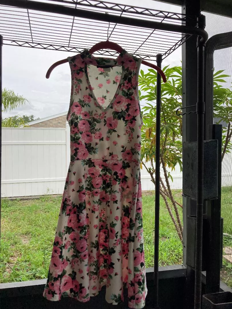 Parisian high top neck floral dress