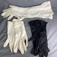 3 PAIR VINTAGE LADIES GLOVES Black White Long Short