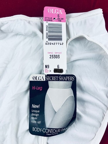 HTF NWT VTG OLGA SECRET SHAPERS HI-LEG BODY CONTOUR OFF WHITE SOFT STRETCHY SZ 6 - Picture 3 of 8