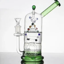 9'' Glass Gene Spin Tornado Water Bong Pyrex Hookah Pipe Percolator Bubbler