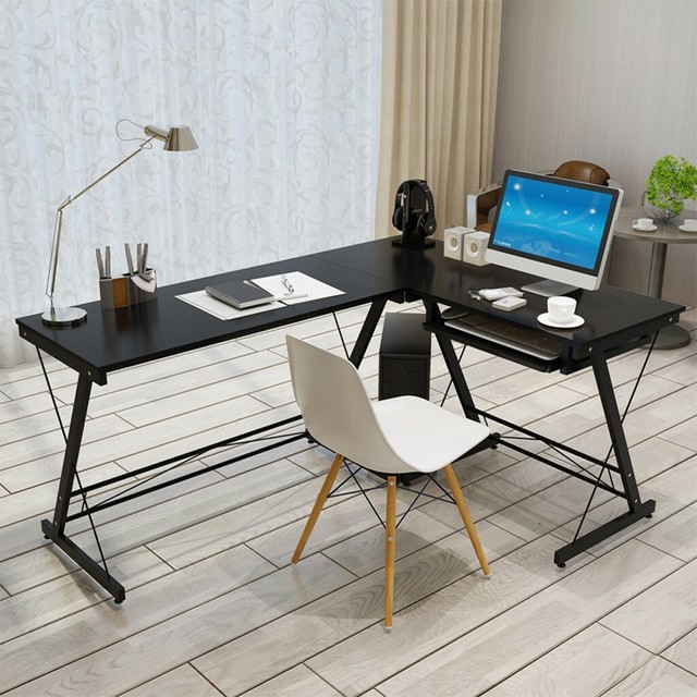 Office Desk Solid Wood Computer L Shaped Workstation File Drawers
