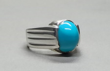 Natural Turquoise Ring 925 Sterling Silver Handmade Women Ring Neshapuri Feroza