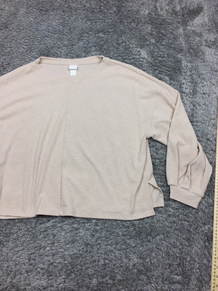 H&M Cropped Top Womens Size Large Beige Long Sleeve Shirt  - Image 2 of 4