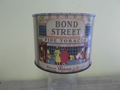 VINTAGE PIPE TOBACCO TIN CAN BOND STREET SMOKING ADVERTIZING PHILLIPS MORRIS