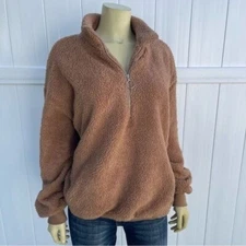 Love Crazy Caramel Oversized Furry Pullover Sweater Size S