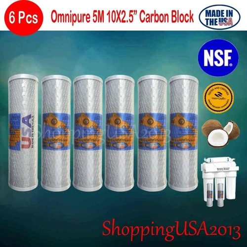 6 Pcs Omnipure 5M Coconut Shell Carbon 10X2.5" Ro Water Filter CTO - Picture 2 of 6