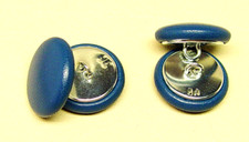 Genuine leather covered jacket buttons 4 MADE IN USA 23mm teal blue , metal loop