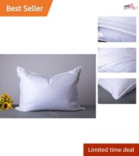 Luxury Premium Goose Down Pillows - Standard 20x26 inch - White Stripe