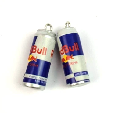 Set mit 2 Stück Red Bull Miniatur Dosen Anhänger Mini Can Charms