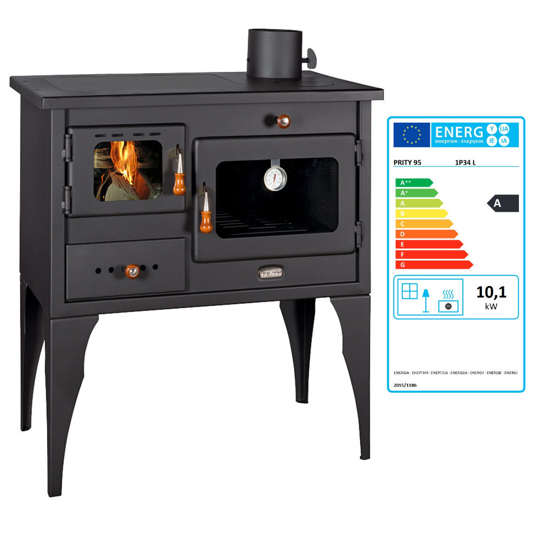 Cocina de estufa de leña con horno Prity de combustible sólido superior de acero