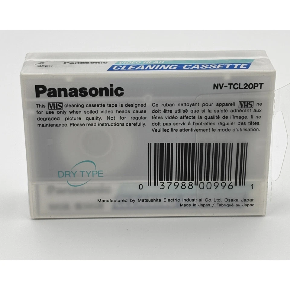 Cassete de limpeza de cabeça de vídeo Panasonic VHSC novo lacrado NV-TCL20TP do Japão - Imagem 3 de 4