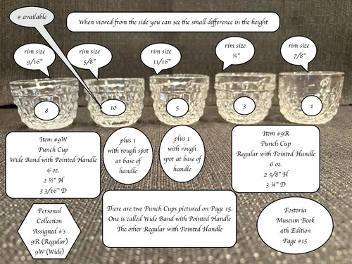 FOSTORIA AMERICAN-6 oz. Punch Cup-Regular or Wide Band--with Pointed Handle-1971