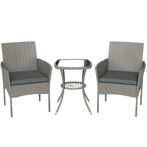 3pc Ensemble de bistrots de rotin PE Meubles de patio de jardin en osier 2 Chaises Livraison gratuite