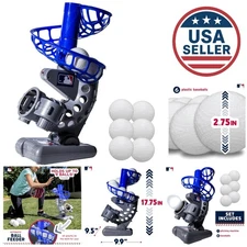 Adjustable Angle Youth Pitching Machine with Flashing Light Indicator & Balls