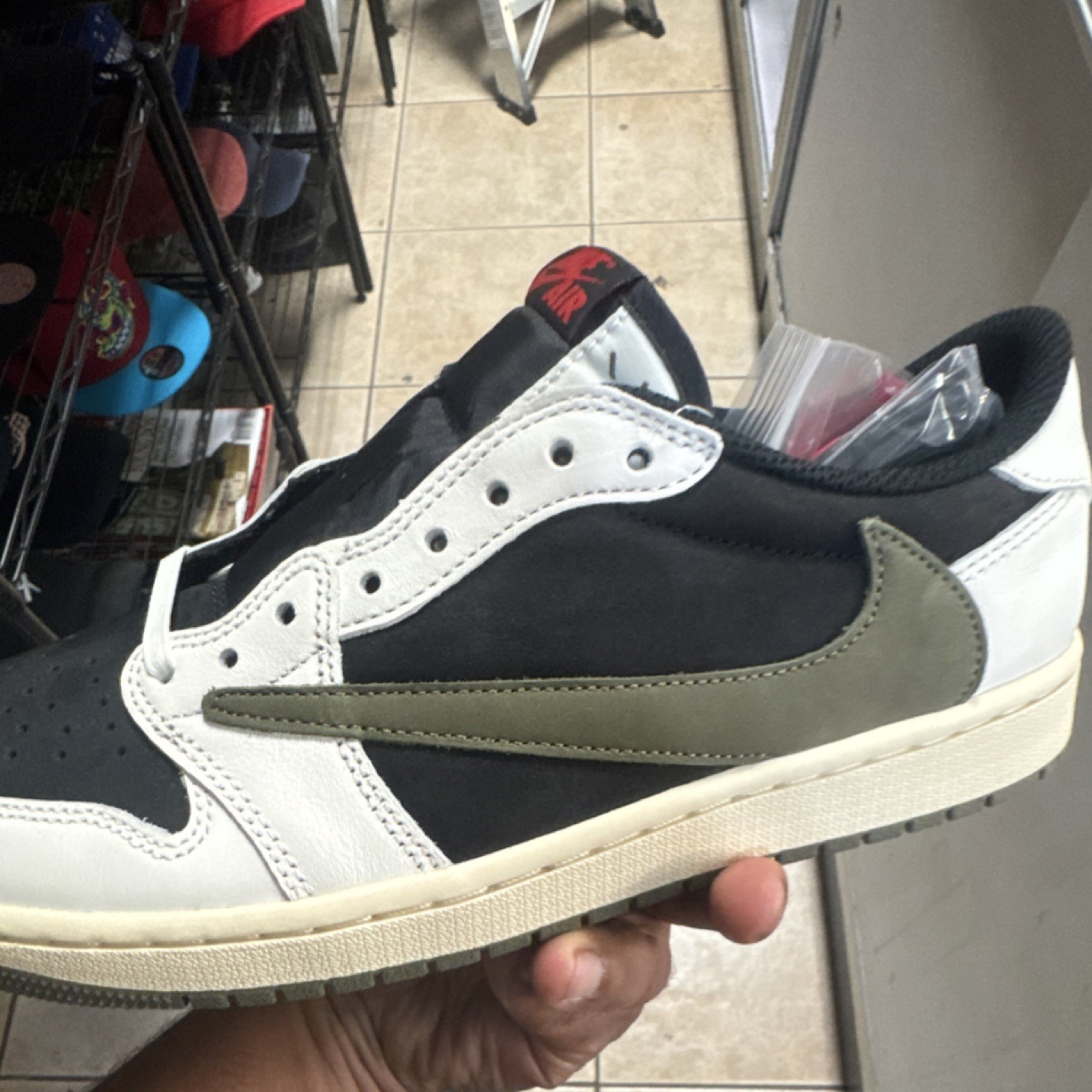Nike Air Jordan 1 Low OG Black Olive Cactus Jack DZ4137-106 Men's Sneaker image 3