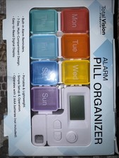 Stylish 7 Compartment Pill Organizer with 4 Reminder Alarms  BPA-Free Safety