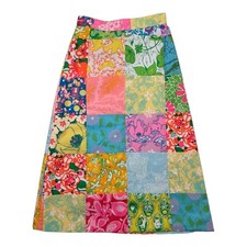 Vintage Lilly Pulitzer 1970s Patchwork Quilted Skirt Womens Size 23" Waist