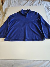 Vintage Polo Ralph Lauren Quarter Zip Sweatshirt Blue Waffle Knit XL