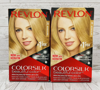 Revlon Colorsilk Permanent Hair Color 3D Dye #74 Medium Blonde (2 Pack)