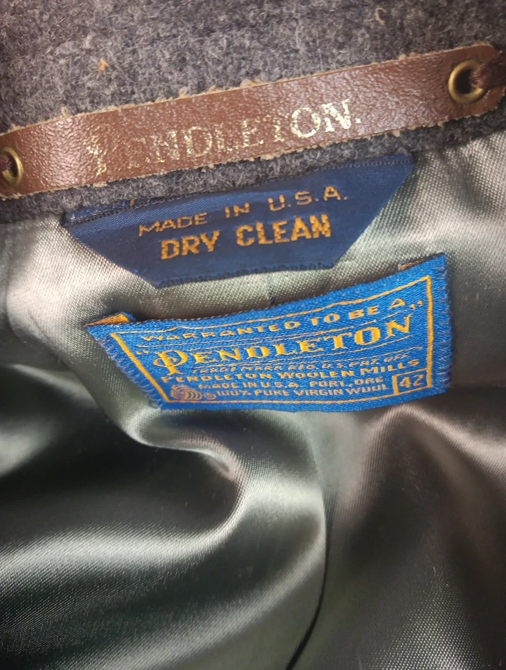 VTG 1960s Pendleton Men's sz 42 Car Coat Gray Pea Overcoat Pure Virgin Wool USA - Image 4 of 4