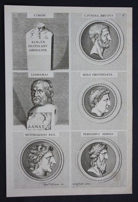1680 - Greek Roman empire antiquity emperor portrait engraving antique print