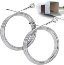 2pcs Garage Door Cable Enclosed Cargo Trailer Ramp 150'', Silvery 