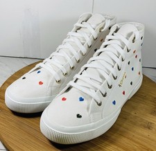 Zapatillas deportivas Superga 2795 Little Hearts bordadas para mujer de moda blancas talla 9 NUEVAS