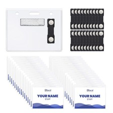 On It 100-Pack Magnetic Name Badge Holders   4"x3" W x H Clear Tags for Ev...