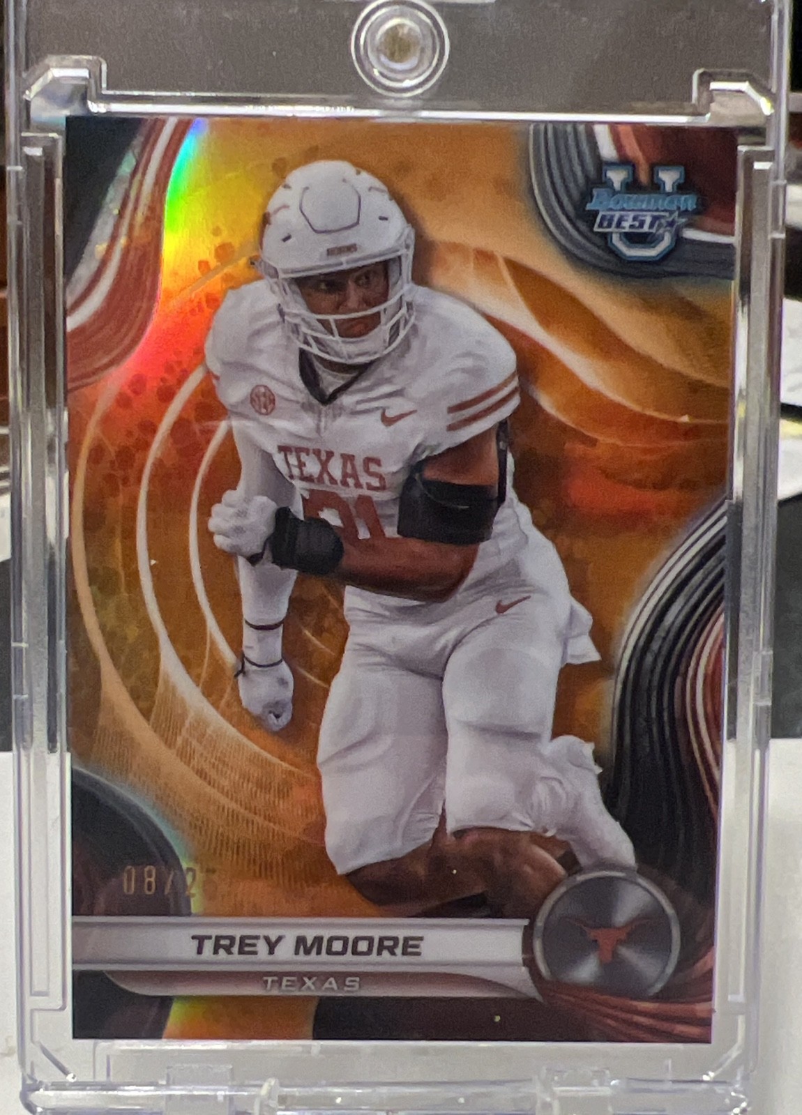 2024 Bowman's Best University - Trey Moore #89 Orange Refractor /25 Texas 🔥🏈