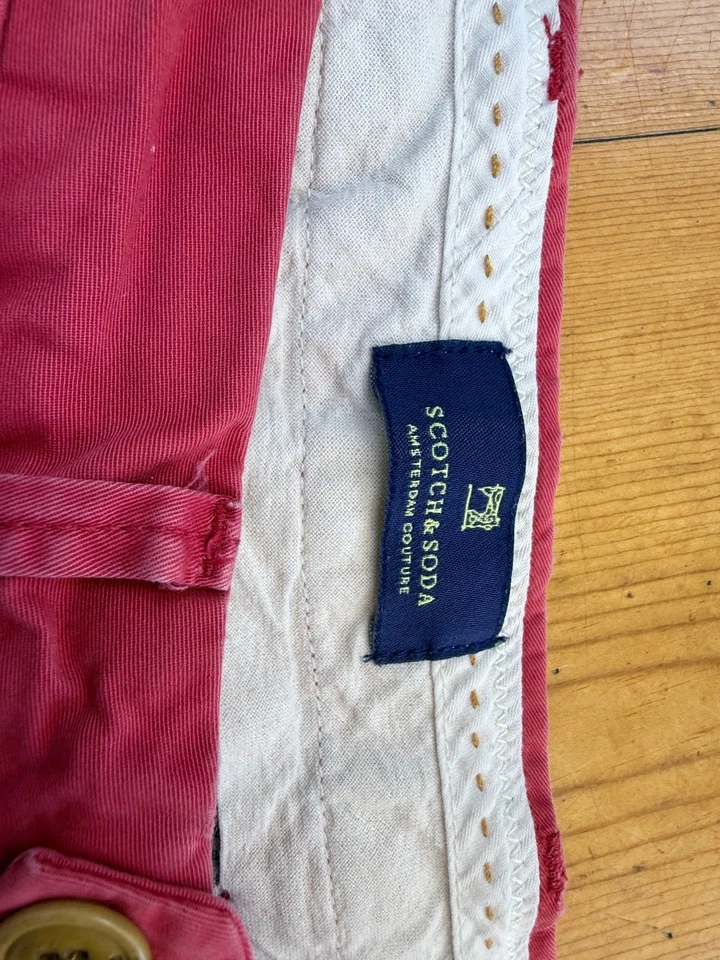 Pantalones Cortos Scotch & Soda Para Hombre 34 Rojo Frente Plano Chinos F8 Foto 2 de 4