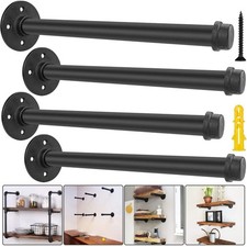 Industrial Pipe Shelf Brackets 12 inch Black Iron Rustic 12 Inch,