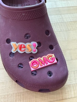 Shoe Charm OMG and Hello (ONLY HELLOW GlowS in the Dark) -Set Of 2