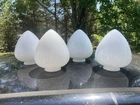Set Four Antique Art Deco Milk Glass Shades 2” Fitter 5” Tall Bullet / Teardrop