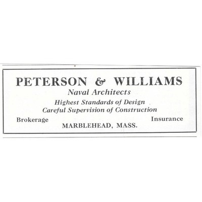 Peterson & Williams Naval Architects Marblehead MA 1932 Ad AG2-M20