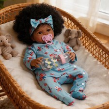 18" Realistic Reborn Baby Dolls Vinyl Silicone African American Black Girl Doll