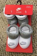 Nike Baby Futura Booties Socks NN0048-042 White Gray Newborn 0-6 months Infant