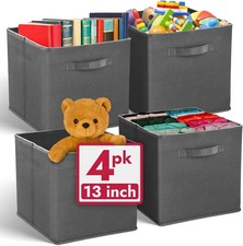 13x13x13 Storage Cube Bins 4 Pack Dark Gray Fabric Cube Storage Organizer