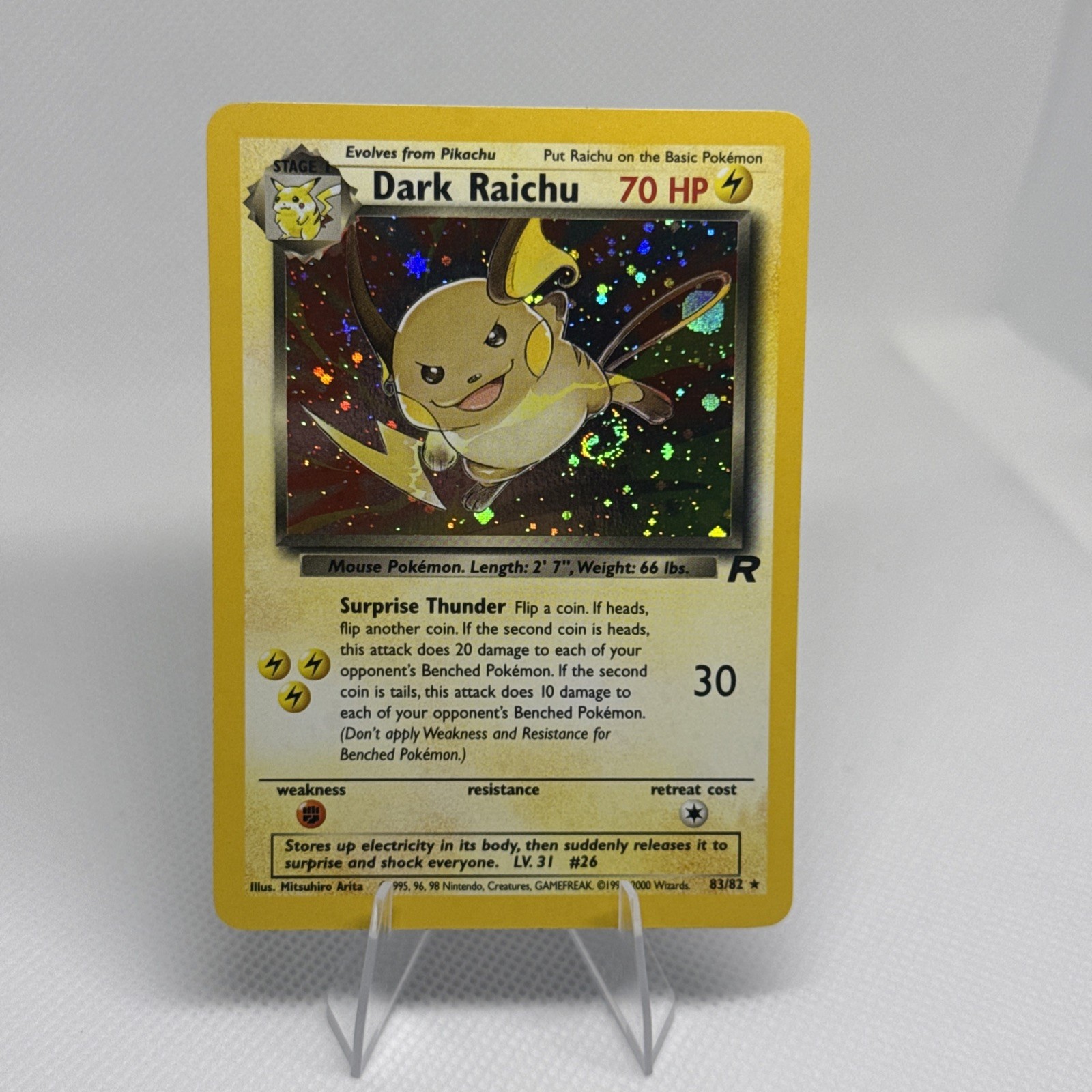 FART SWIRL 99-00 Pokemon Team Rocket Dark Raichu #83/82 Secret Rare Holo WOTC