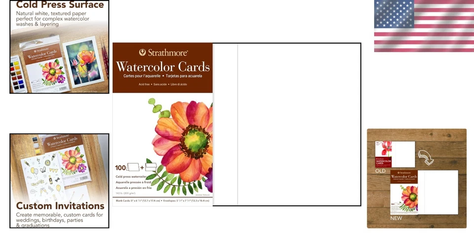 Paquete de 100 tarjetas de acuarela - tarjetas de felicitación en blanco 5x6,875 Foto 2 de 4