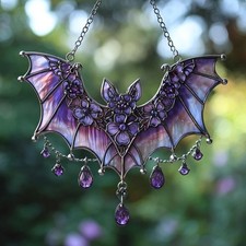 Purple Bat Acrylic Suncatcher, Gothic Window Hanging decor