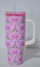 2025 Disney Parks Pink Cinderella Metal Tumbler 30oz NEW