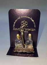 MINIATURE DOLLHOUSE 1:12 SCALE REUTTER  GLASS BRANDY BOTTLES W/STAND - 1.935/0