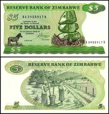 Zimbabwe 5 Dollars, 1983, P-2c, UNC